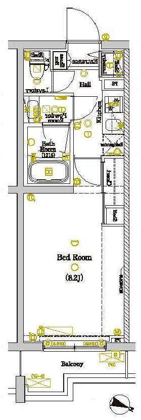 DIPS赤羽北イースト(1K/4階)の間取り写真