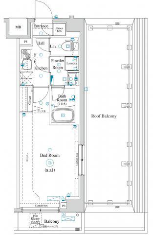 DIPS東十条(1K/8階)の間取り写真