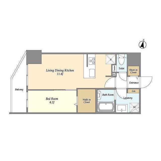 HF北千住レジデンス(1LDK/4階)の間取り写真