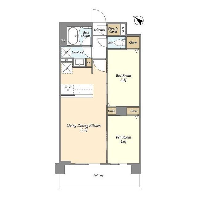 グランカーサ王子Ⅱ(2LDK/3階)の間取り写真