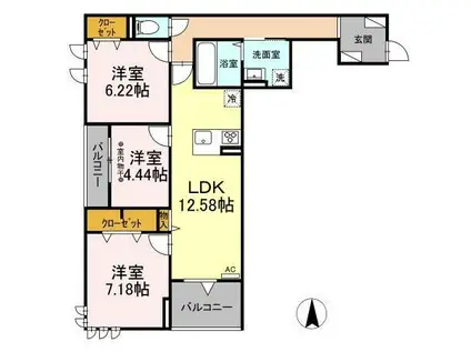 MARSHALL(3LDK/3階)の間取り写真