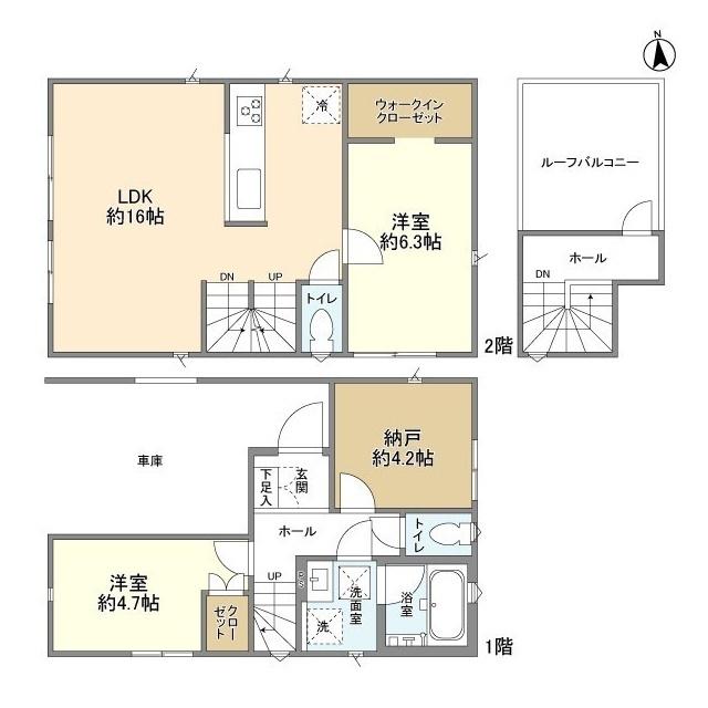東武鉄道東上線 下板橋駅 徒歩5分 2階建 築3年(2SLDK)の間取り写真