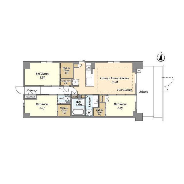 ドゥーエ町屋(2SLDK/1階)の間取り写真