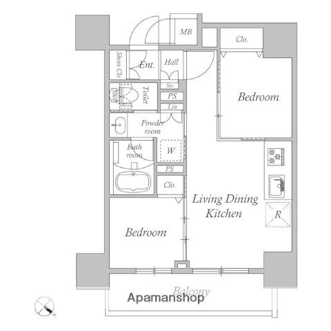 コスモグラシア板橋区役所前(2LDK/9階)の間取り写真