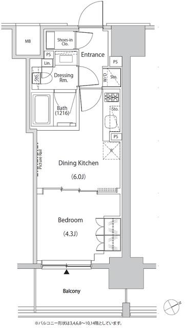 ザ・パークハビオ目白タワー(1DK/3階)の間取り写真