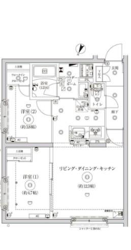 CREATIF池袋(2LDK/1階)の間取り写真