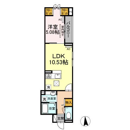 アンジュール舟渡(1LDK/1階)の間取り写真