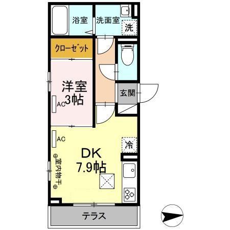 オークビレッジⅡ(1DK/2階)の間取り写真