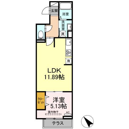 セレスティア西台B(1LDK/1階)の間取り写真