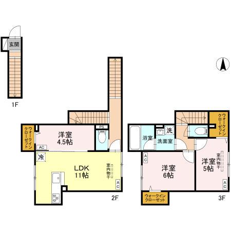 セレスティア竹ノ塚(3LDK/2階)の間取り写真