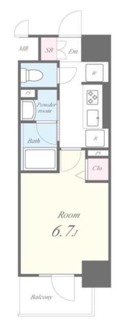 カサ・フェリーチェ(1K/4階)の間取り写真