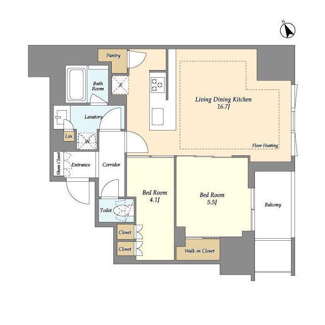オアーゼ日暮里レジデンス(2LDK/8階)の間取り写真