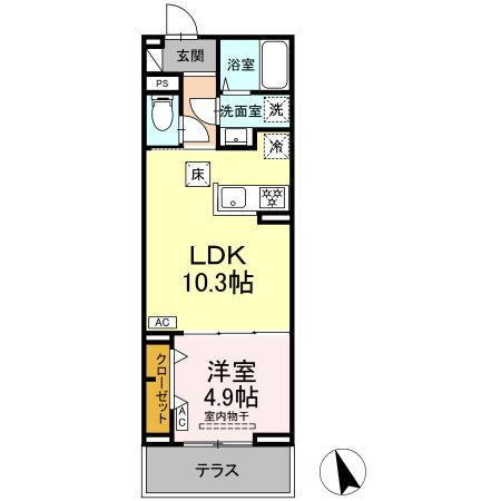 セレスティア池袋立教通(1LDK/1階)の間取り写真