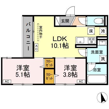 セレスティア高島平II(2LDK/1階)の間取り写真