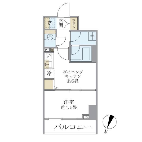 エレミ本蓮沼(1DK/2階)の間取り写真