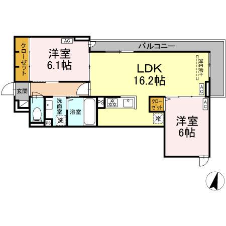 オードリーコート(2LDK/3階)の間取り写真