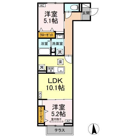 板橋区高島平9丁目PJ(2LDK/1階)の間取り写真