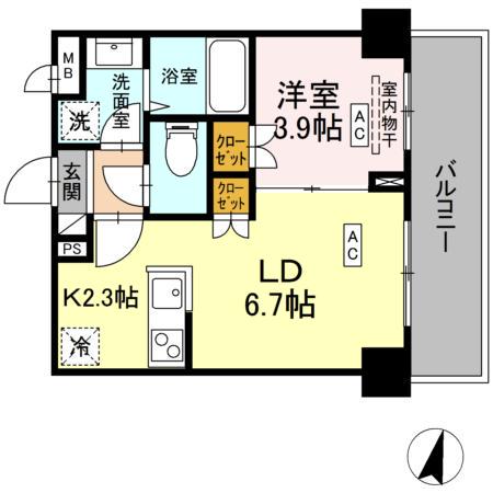 ロイジェント西新井(1LDK/1階)の間取り写真