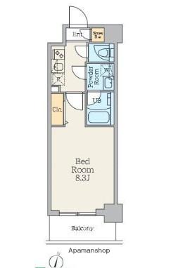 クレストコート中板橋(1K/2階)の間取り写真