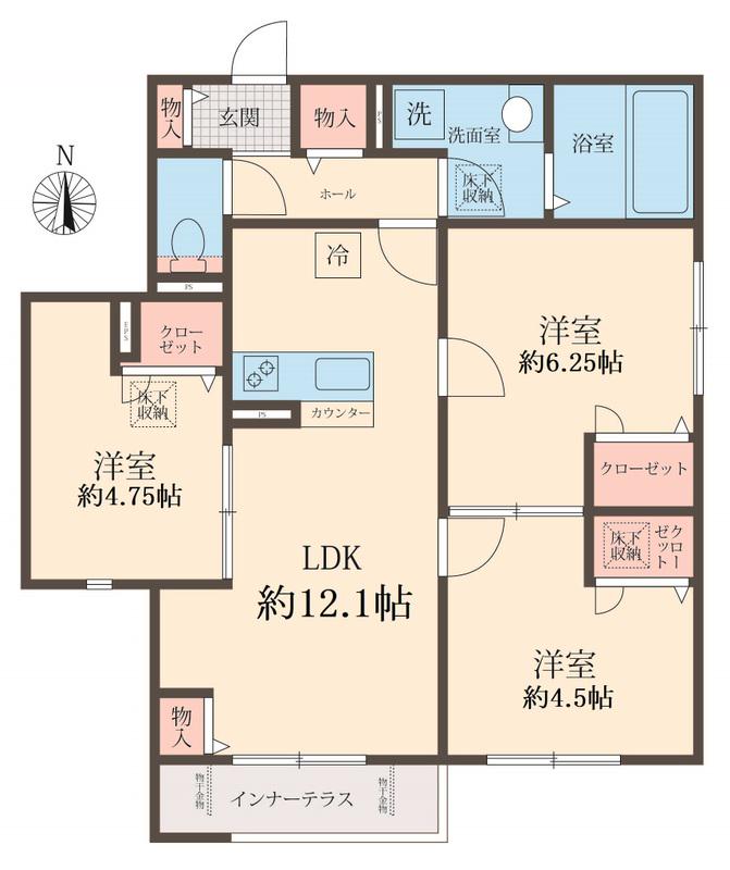 ソレイユ アサヒ(3LDK/1階)の間取り写真