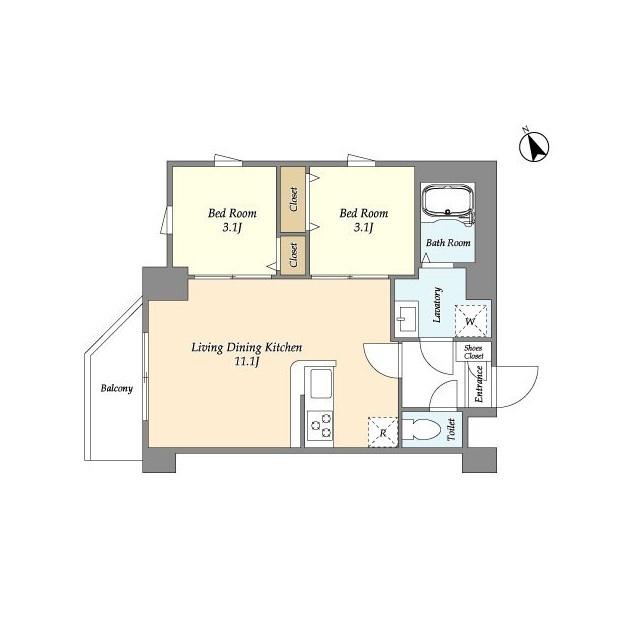 アルファコート青井(2LDK/2階)の間取り写真