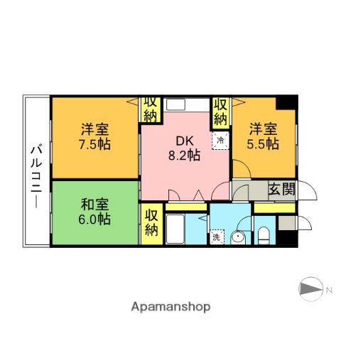 グランドールUNS(3DK/9階)の間取り写真