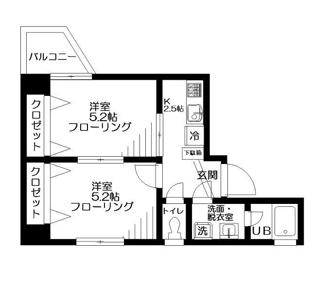 ソレーユ板橋(2K/2階)の間取り写真