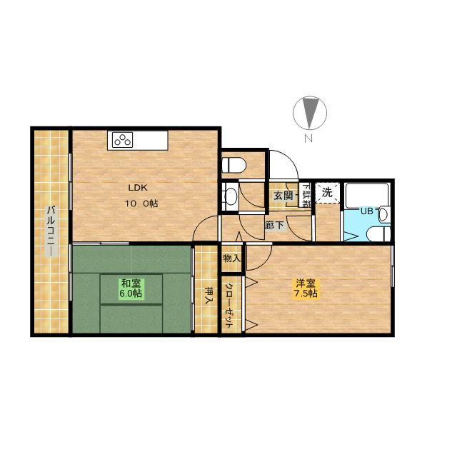 浮間パークサイドハイツ(2LDK/2階)の間取り写真