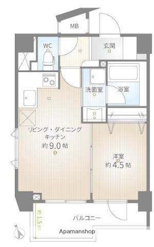 ダイナシティ浮間公園(1LDK/1階)の間取り写真