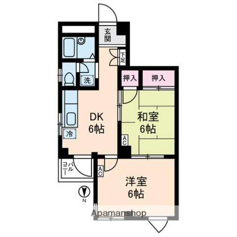 プロヴィデンス秀洋(2DK/3階)の間取り写真