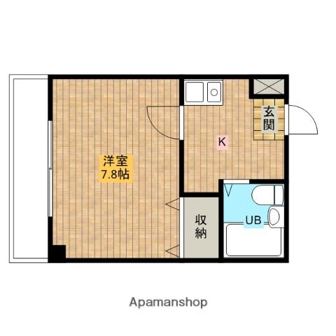 第10オカダビル(1K/4階)の間取り写真