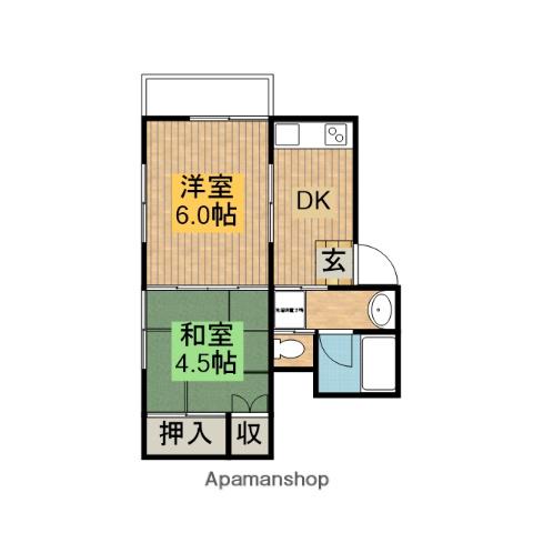 高砂マンション(2DK/2階)の間取り写真