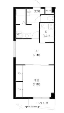 サンセゾンI(1LDK/3階)の間取り写真