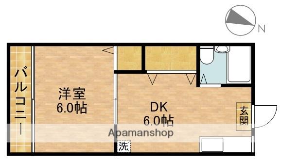 コーポあすか(1DK/2階)の間取り写真