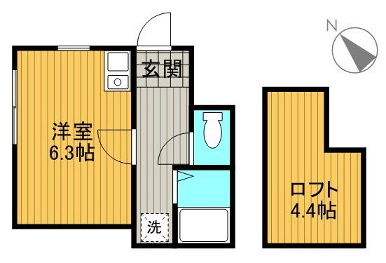 ドミール西が丘(ワンルーム/1階)の間取り写真