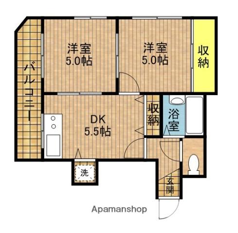 エクセレント盛(2DK/4階)の間取り写真