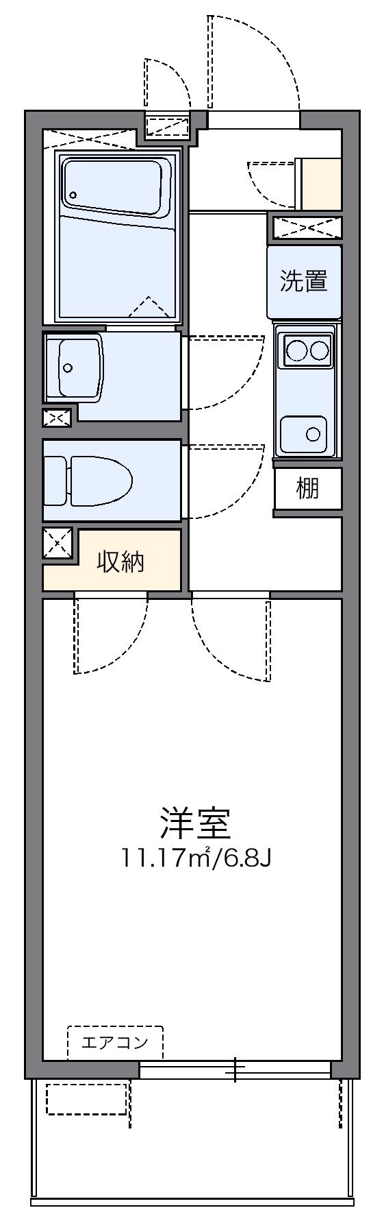 レオネクストカサミラⅡ(1K/2階)の間取り写真