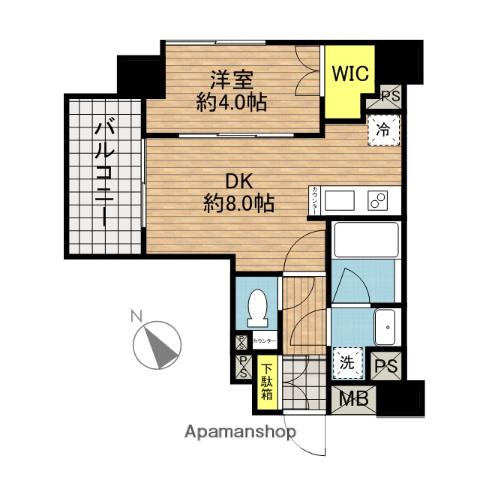 LA HAUTE MONTAGNE(1DK/6階)の間取り写真