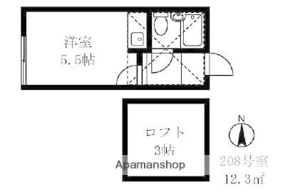 プラザ・ドゥ・モーリスA棟(ワンルーム/2階)の間取り写真