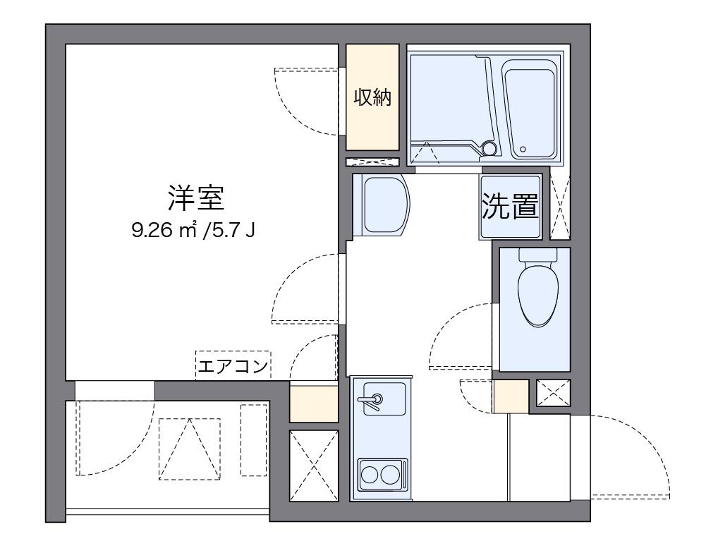 クレイノモンベルジェ(1K/2階)の間取り写真