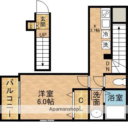 カーサ大和町A(1K/2階)の間取り写真