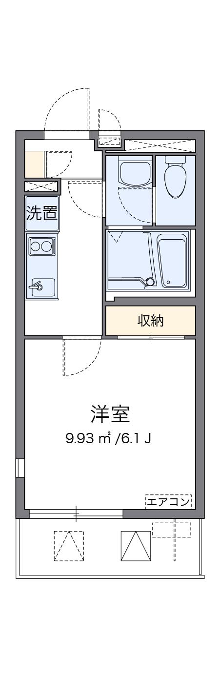 クレイノウィステリアⅣ(1K/2階)の間取り写真