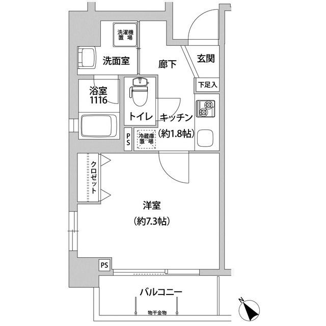 LA RIVIERE(1K/4階)の間取り写真