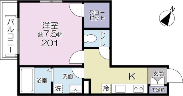 ツインハウス M-1(1K/2階)の間取り写真