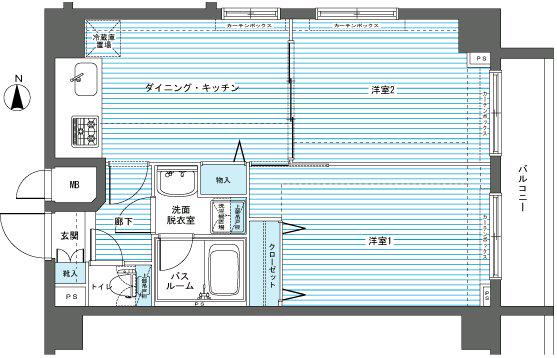フェニックス中板橋(2DK/9階)の間取り写真