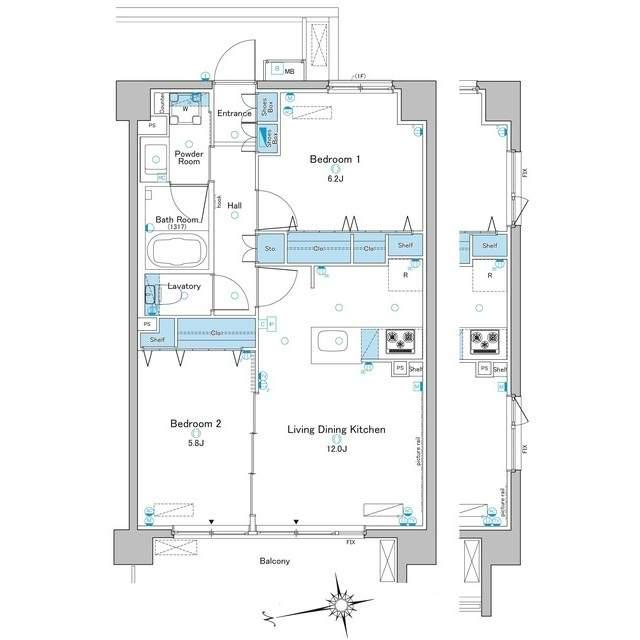 ルフォンプログレ赤羽(2LDK/5階)の間取り写真
