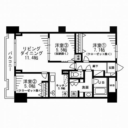 レジディア目白(3LDK/9階)の間取り写真