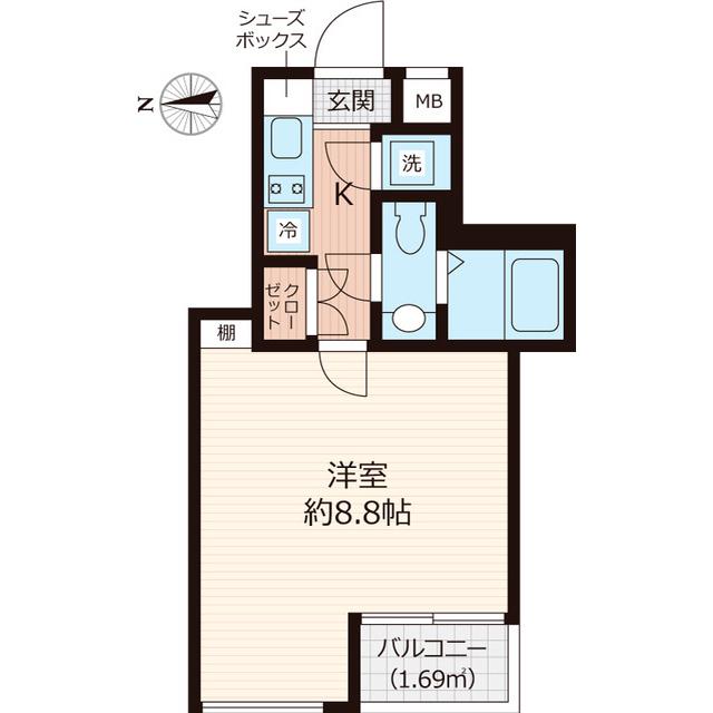 BEVERLY HOMES 赤塚公園Ⅱ(1K/3階)の間取り写真