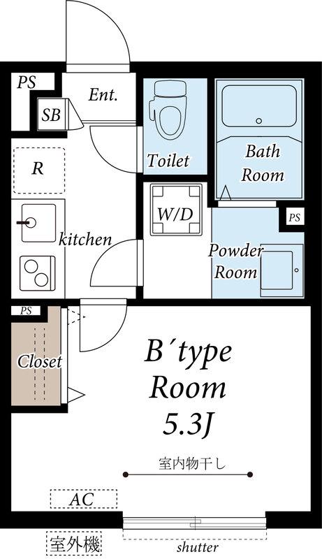 グレイス高野Ⅱ(1K/1階)の間取り写真