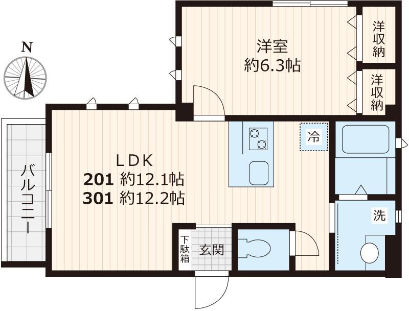 ステラ プラチナ(1LDK/3階)の間取り写真